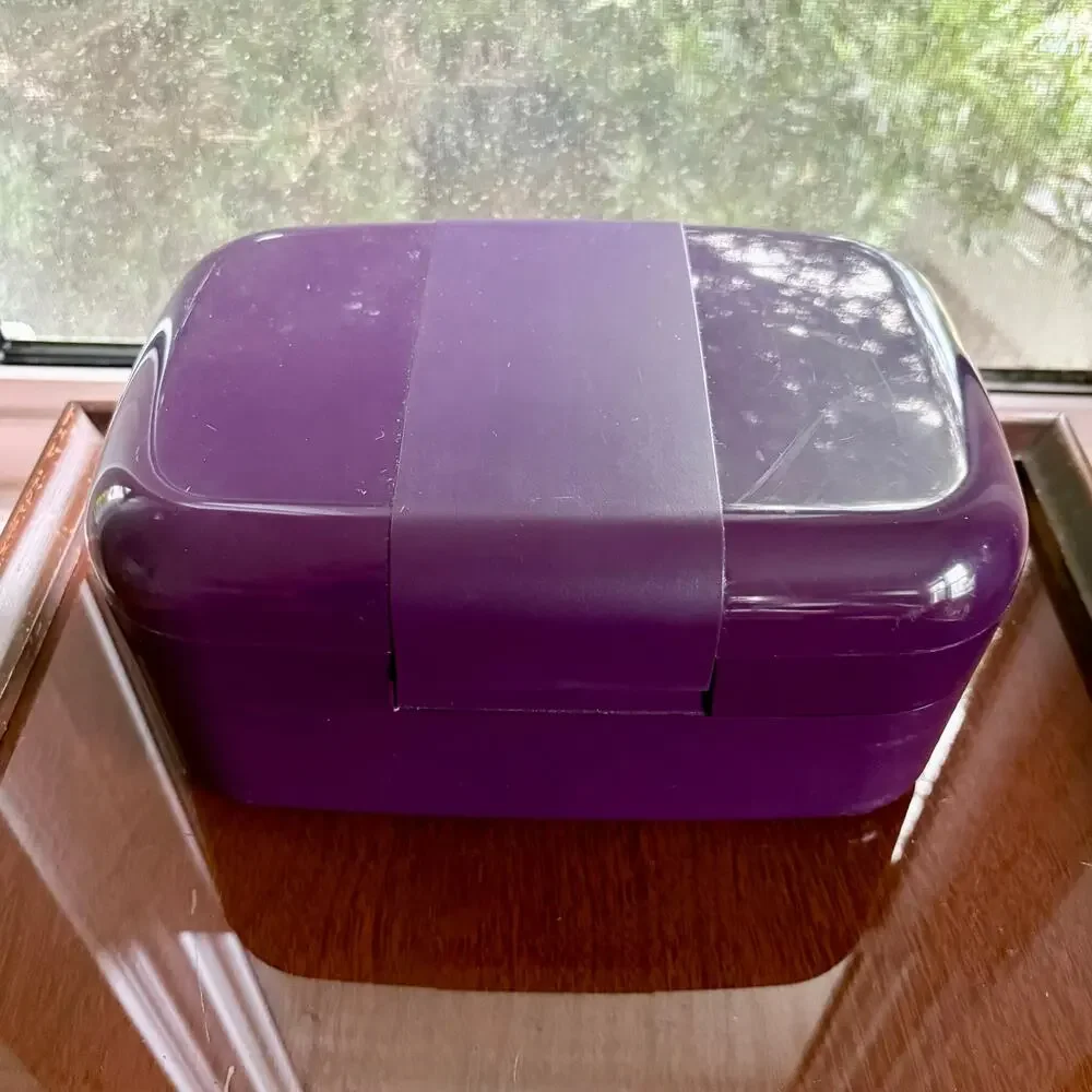 Purple Fold Out Jewelry Box Organizer Velvet Ring Storage Case
